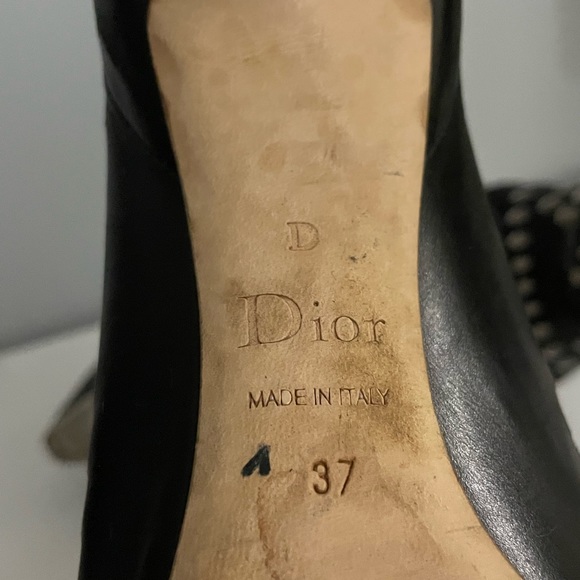 Dior Black Laser Cut Leather Pointed Toe Pumps Size 37 - Picture 10 of 11